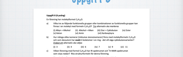 Kemiolympiaden 2020, omgång II, uppgift 8
