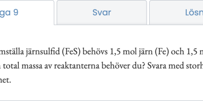 10 uppgifter på massa, molmassa och substansmängd