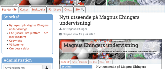Nytt utseende på Magnus Ehingers undervisning!