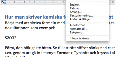 Hur man skriver kemiska formler riktigt snabbt i Word