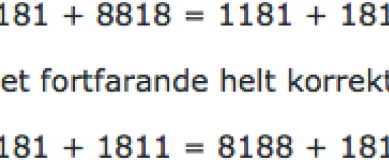 Avd. f. matematiska muntrationer del 36: Ett matematiskt palindrom