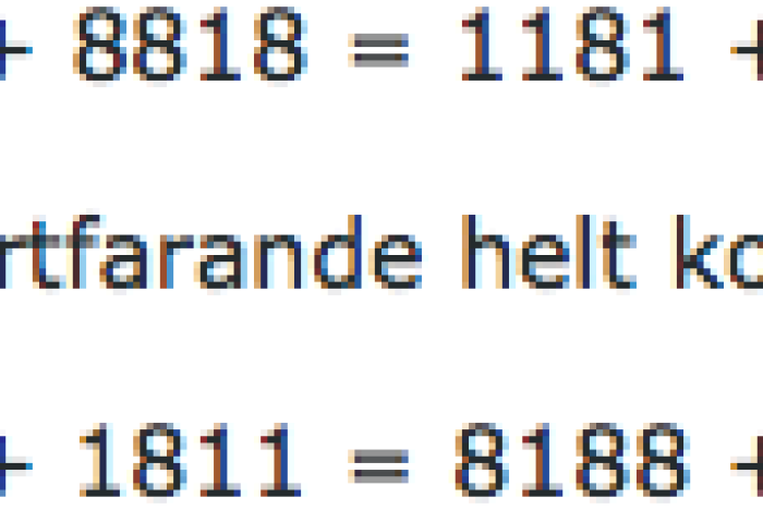 Avd. f. matematiska muntrationer del 36: Ett matematiskt palindrom