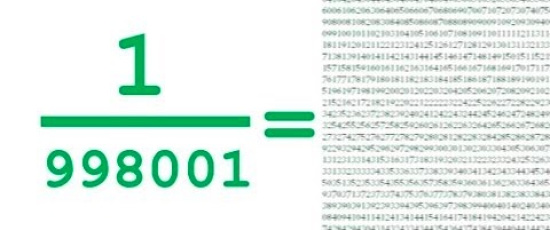 Avd. f. matematiska muntrationer del 95: Den märkliga divisionen 1/998001