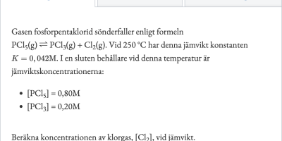 5 uppgifter på att beräkna en jämviktskoncentration
