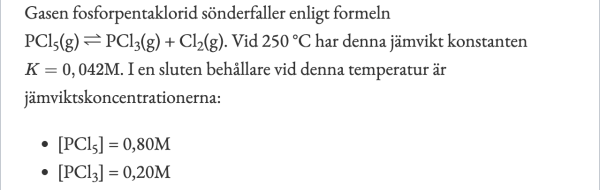 5 uppgifter på att beräkna en jämviktskoncentration