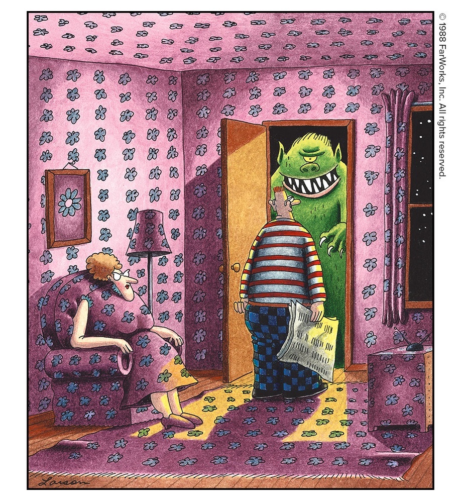 When the monster came, Lola, like the peppered moth and the arctic hare, remained motionless and undetected. Harold, of course, was immediately devoured.