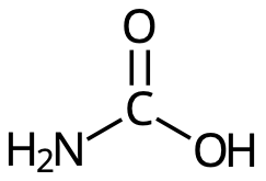 Strukturformeln för karbaminsyra.