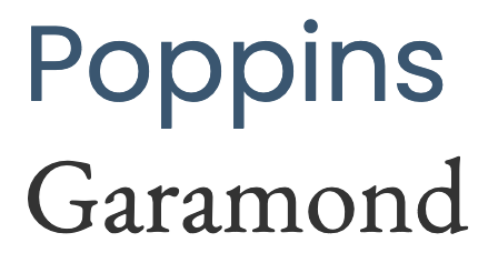 Typsnitten Poppins och Garamond.