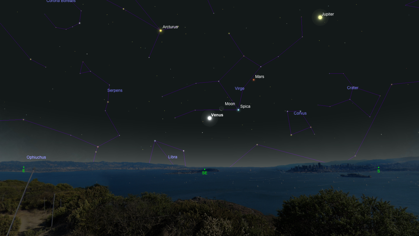 Hur Venus och månen kommer att se ut den 7 december 2012 (från Lunds horisont). 